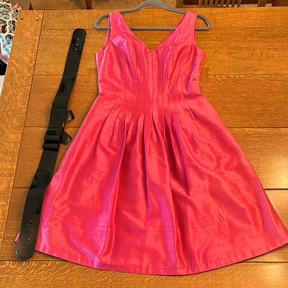 Kay Unger silk cocktail dress with belt (pink, size 4) - Picture 8 of 15